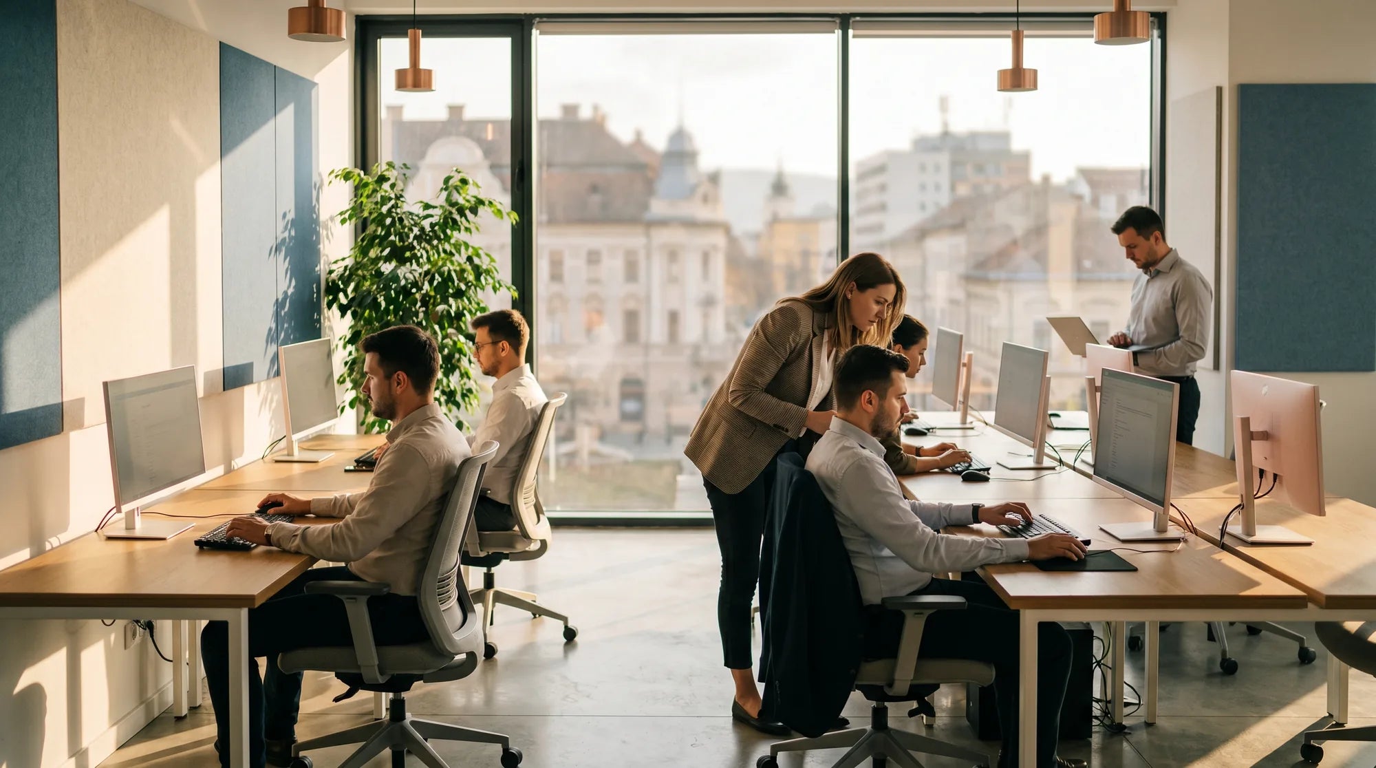 Modern SolarPlants advisory office in Cluj-Napoca with floor-to-ceiling windows